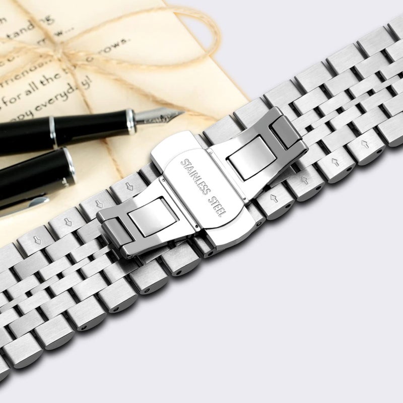 Kai Tian Watch Band Compatible for Samsung Galaxy Watch Bands 46mm Quick Release 22mm Stainless Steel Watch Bands for Galaxy Watch Gear S3 Frontier, Classic Smart Watch Bracelet Silver - Image 4
